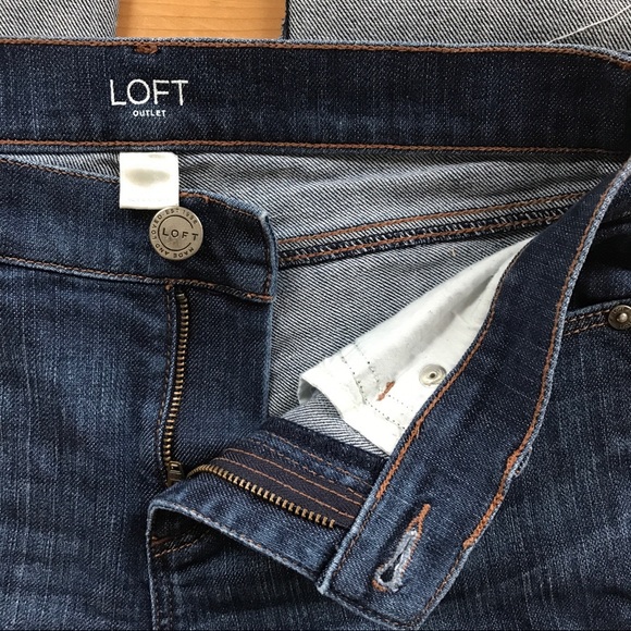 Loft Outlet 2P Original Straight Raw Edge Cuff Ankle Blue Jeans EUC - Picture 3 of 12